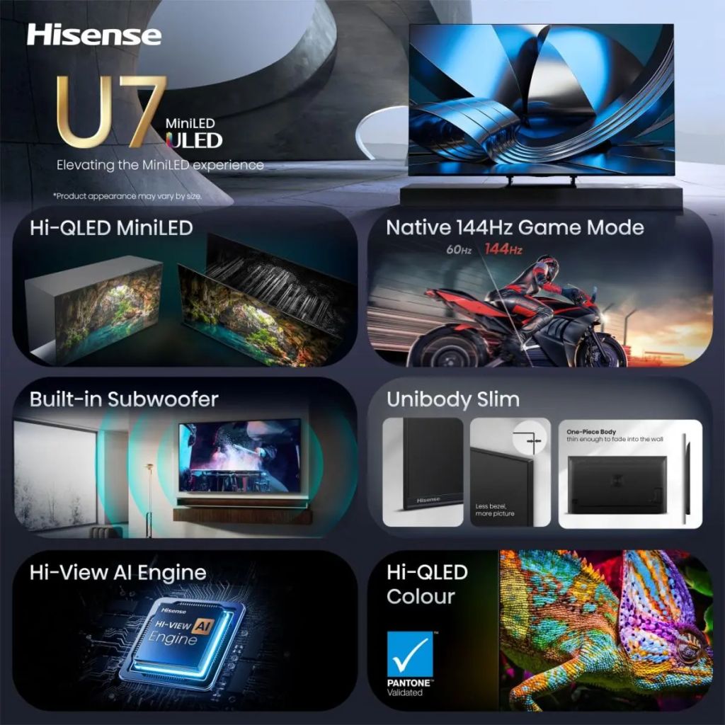 Hisense 55U7SE 55' ULED MiniLED UHD Smart TV - Image 3